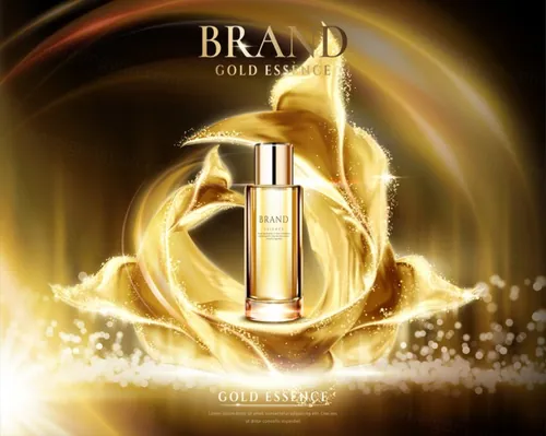 Ai矢量黄金精华液化妆品海报Cosmetic vector Poster