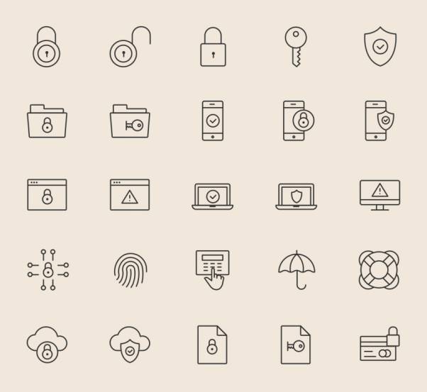 安全相关主题矢量图标素材 25 Security Icons