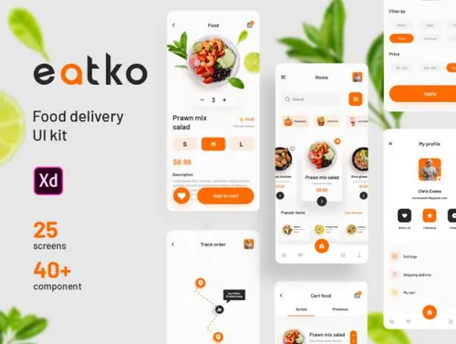 外卖送餐移动APP程序UI界面设计素材 Eatko Food deli