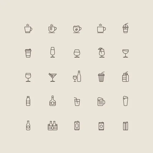 饮料主题系列矢量线性图标 Beverage Line Icons