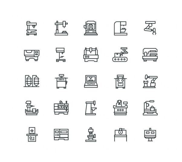 数控机床矢量图标素材 CNC Machine Vector Icons