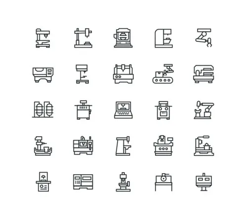 数控机床矢量图标素材 CNC Machine Vector Icons