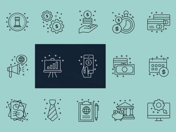 企业业务相关矢量图标素材 Corporate Business Vec