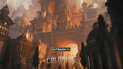 欧洲摄政殖民时期复古罗马城堡塔楼街道建筑场景3D模型素材 K