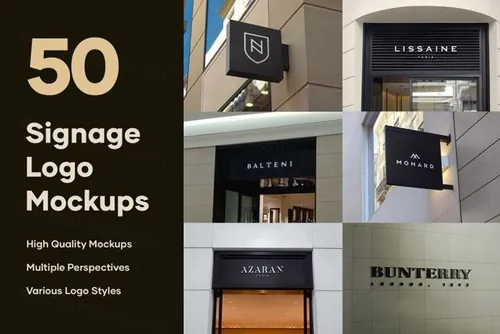 50款店铺商店门头店标外墙标牌商标LOGO设计提案样机 Si
