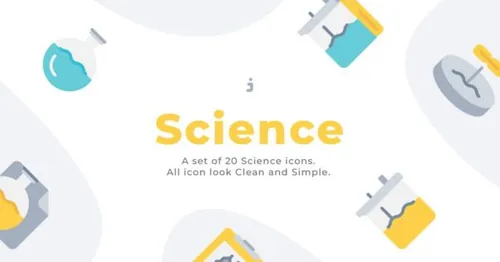 自然科学主题扁平化矢量图标素材 20 Science icons –