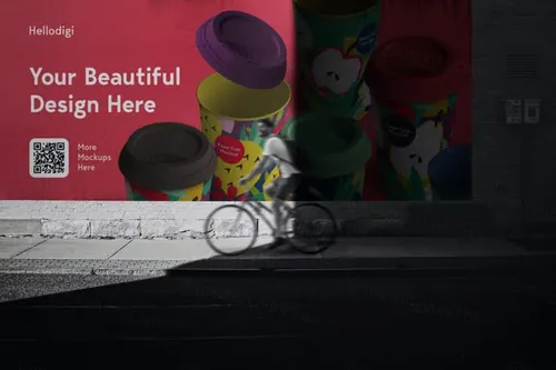 户外街头邹巴巴的墙体宣传印刷广告贴图展示样机PSD模板 St