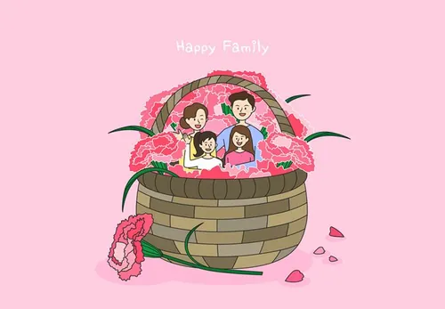 Happy Family 幸福家庭合照AI矢量插画素材 cm18010137