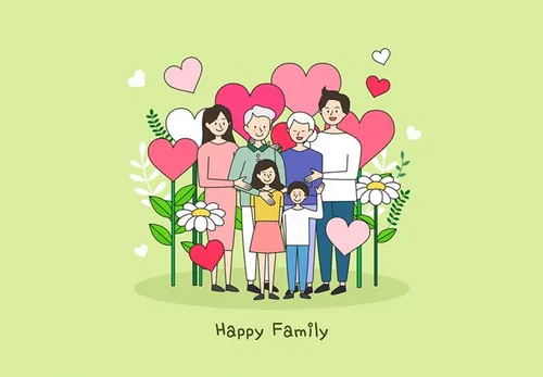 Happy Family 幸福家庭合照AI矢量插画素材 cm18010136