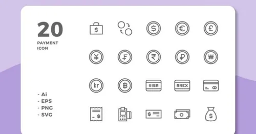 支付交易相关线条图标 20 Payment Icons