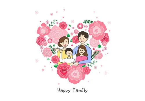 Happy Family 幸福家庭合照AI矢量插画素材 cm18010135