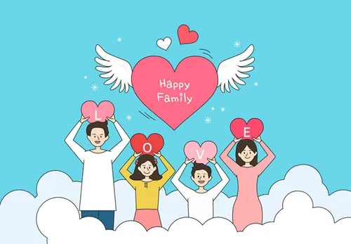 Happy Family 幸福家庭合照AI矢量插画素材 cm18010138