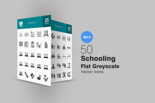 教育主题图标素材 50 Schooling Greyscale Ico