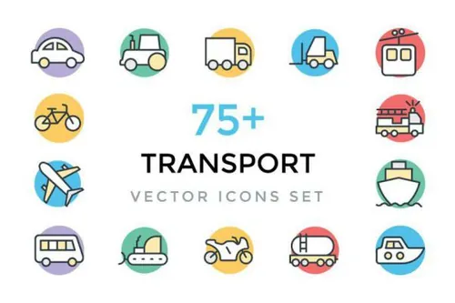 运输交通工具矢量简笔画图标 75  Transport Vector