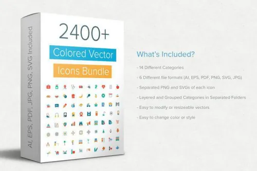 彩色矢量图标 2400  Colored Vector Icons B