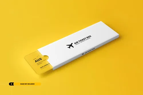 飞机票电影票音乐会活动门票设计提案样机PSD模板 Round corner event ticket mockup