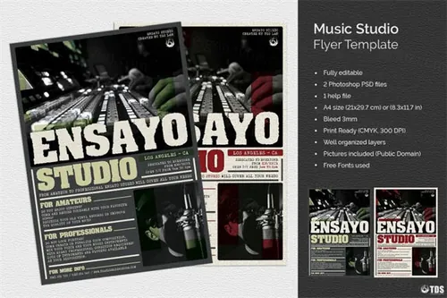 音乐工作室海报模板 Music Studio Flyer