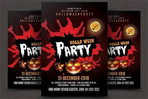 疯狂万圣节海报模板 Halloween Party Flyer