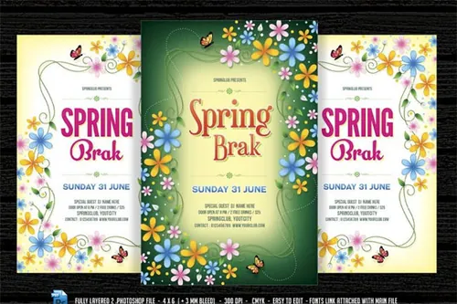春季假期时光海报模板 Spring Break  Time Flyer