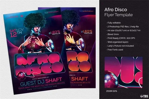 摇滚流行音乐海报模版 Afro Disco Flyer