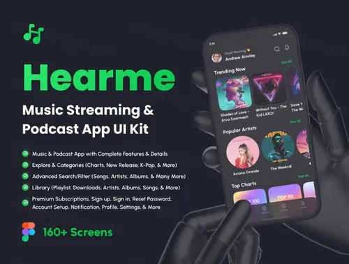 高质量音乐播放器播客平台移动APP界面素材 Hearme -