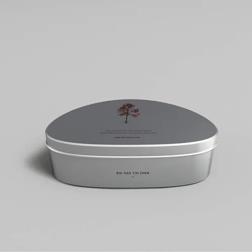 一款圆润的三角形马口铁礼品盒智能贴图样机