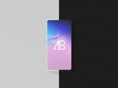 三星s10手机顶视图样机模版 Clay Samsung Galaxy S10 Top View Mockup