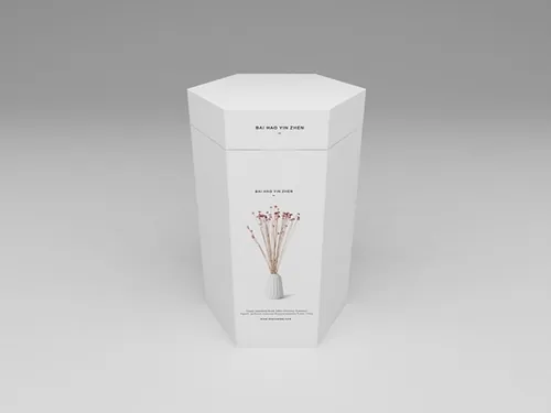 六边形柱体礼品盒智能贴图样机