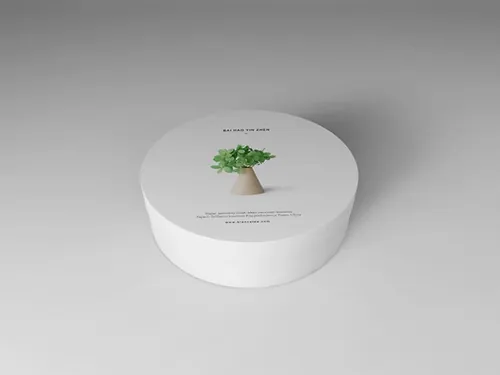 一款圆形天地盖裱糊盒礼盒智能贴图样机