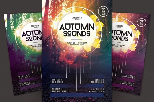 秋天的声音传单海报模板 Autumn Sounds Flyer Template