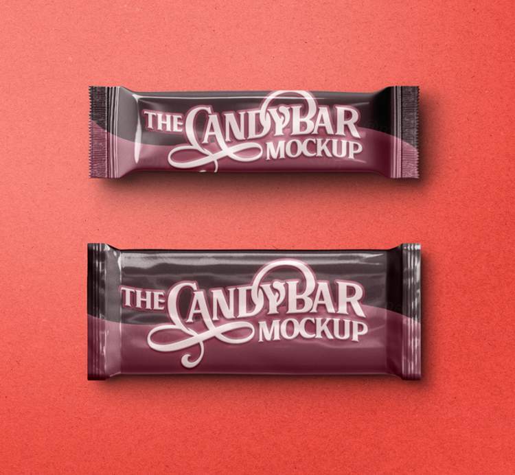 一组巧克力psd糖果棒包装样机 Psd Candy Bar Packaging Mockup