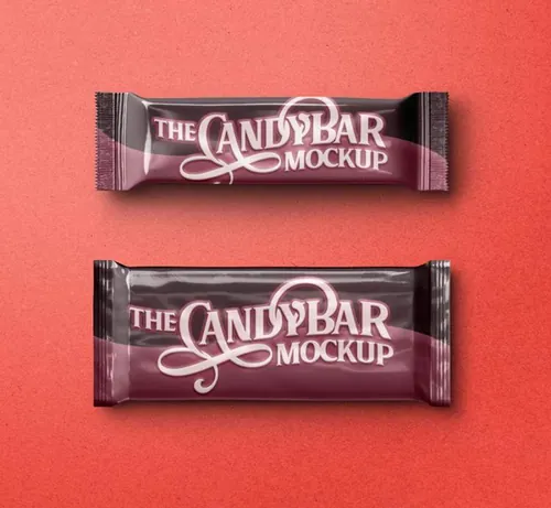 一组巧克力psd糖果棒包装样机 Psd Candy Bar Packaging Mockup