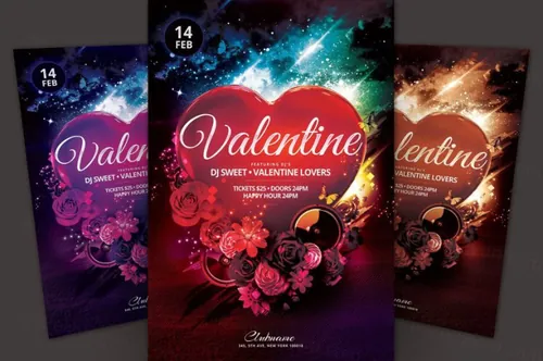情人节传单海报模板 Valentine Flyer Template