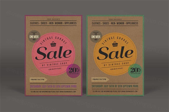 传统的促销海报模版 Vintage Sale Flyer
