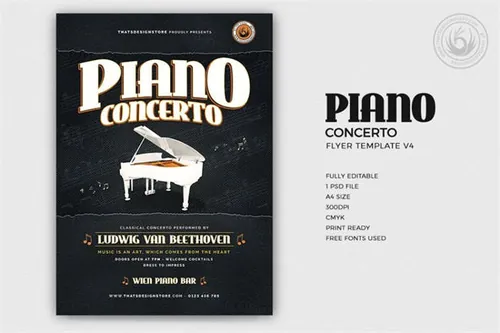 钢琴演奏会海报模板 Piano Concerto Flyer