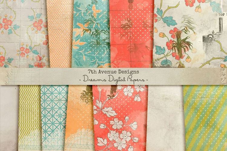 复古花卉图案背景Dreams Digital Papers