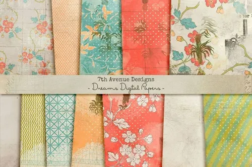 复古花卉图案背景Dreams Digital Papers