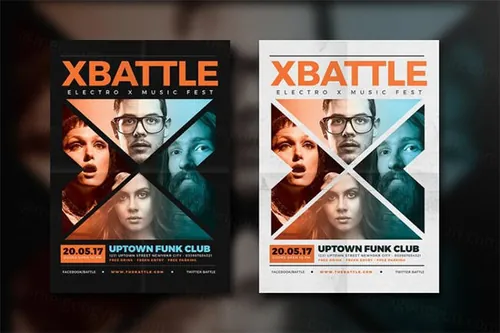 音乐对战类广告海报 X Battle Music Flyer