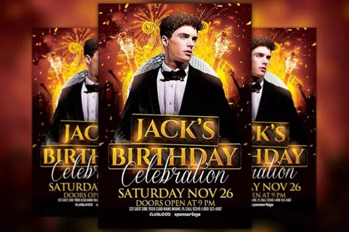 生日庆祝活动传单海报模版 Birthday Celebration Flyer