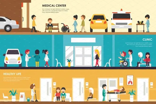 医疗中心平面插图设计素材Medical Center vector illustration