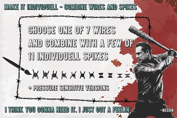 56款带刺铁丝网钢丝AI笔刷素材 Lucille - Barbed W