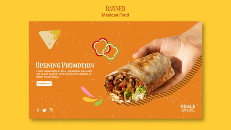 墨西哥鸡肉卷快餐饮食美食宣传海报广告PSD模板素材 Mexican food post template