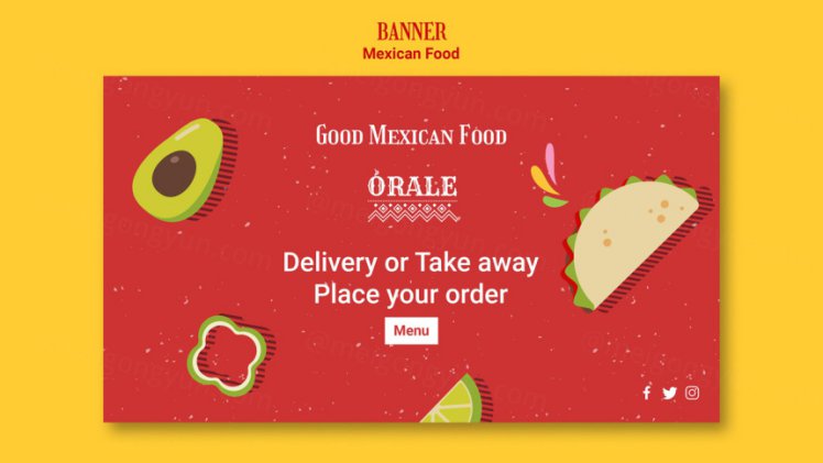 墨西哥鸡肉卷快餐饮食美食宣传海报广告PSD模板素材 Mexican food post template