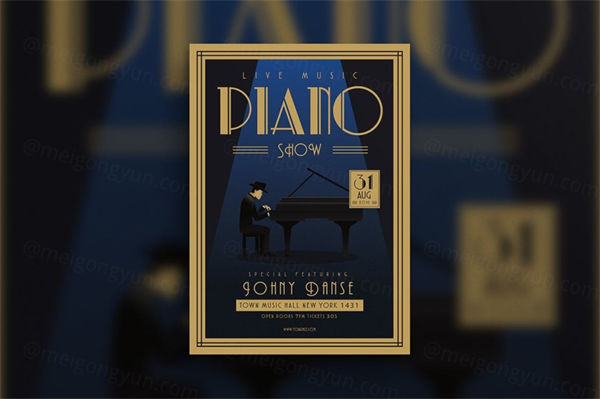 时尚高端优雅高雅艺术钢琴音乐会海报宣传单jazz-piano