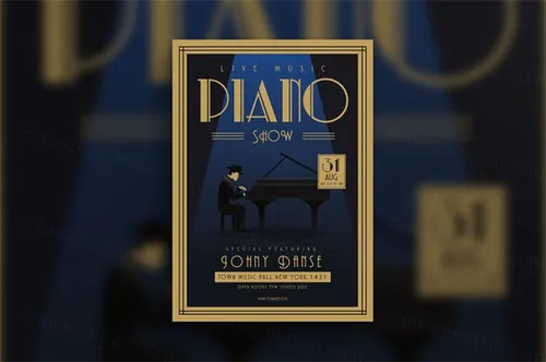 时尚高端优雅高雅艺术钢琴音乐会海报宣传单jazz-piano