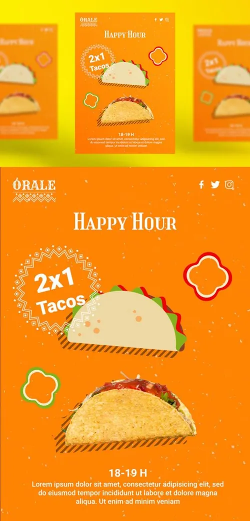墨西哥鸡肉卷快餐饮食美食宣传海报广告PSD模板素材 Mexican food post template
