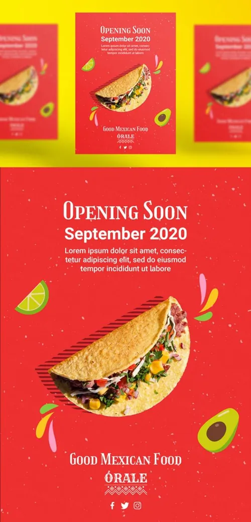 墨西哥鸡肉卷快餐饮食美食宣传海报广告PSD模板素材 Mexican food post template