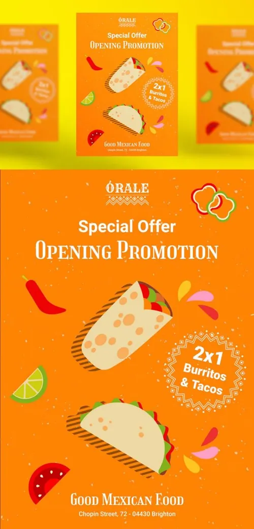 墨西哥鸡肉卷快餐饮食美食宣传海报广告PSD模板素材 Mexican food post template