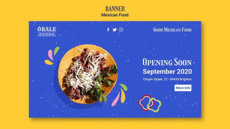 墨西哥鸡肉卷快餐饮食美食宣传海报广告PSD模板素材 Mexican food post template