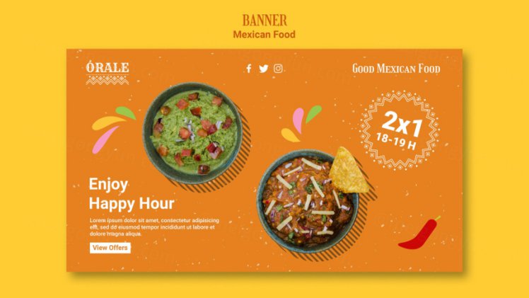 墨西哥鸡肉卷快餐饮食美食宣传海报广告PSD模板素材 Mexican food post template